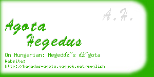 agota hegedus business card